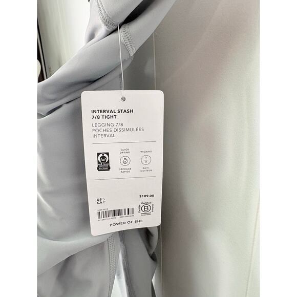 NWT Athleta Interval Stash 7/8 Leggings Size Small Storm Cloud Gray - Picture 5 of 8